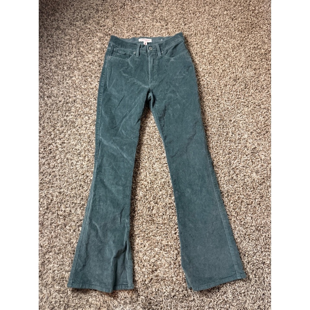 Lucky Brand Stevie High Rise Flare Corduroy Pants Teal Blue Womens 4/27